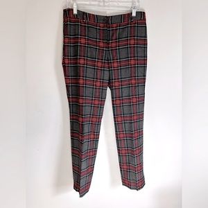 Talbots Holiday Plaid Slim Ankle Wool Trousers